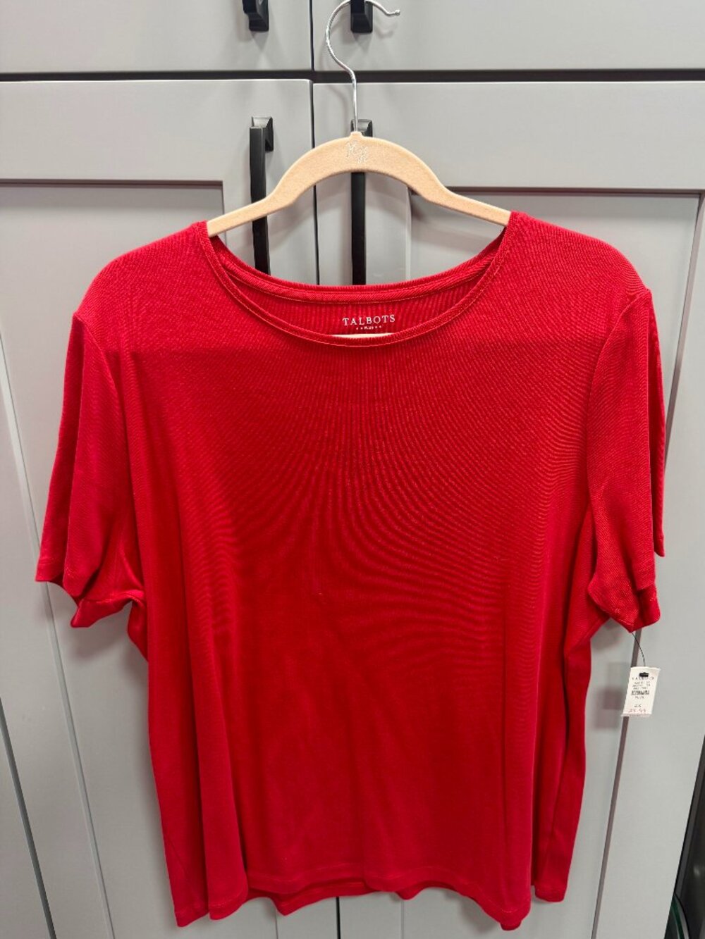 Talbots Plus 2X Red 100% Cotton Scoop Neck Short Sleeve Top NWT